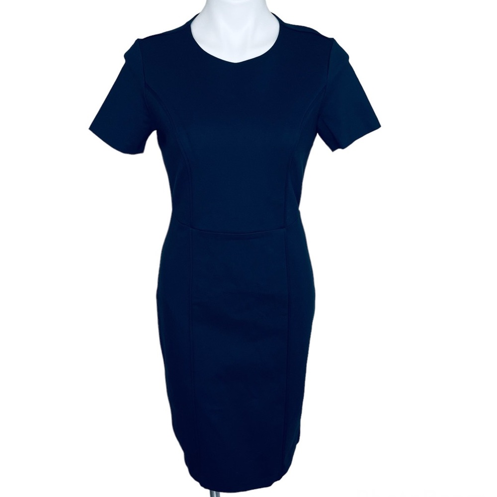 Brooks Brothers Navy Stretch Ponte Short Sleeve Sheath Dress - Picture 2 of 16